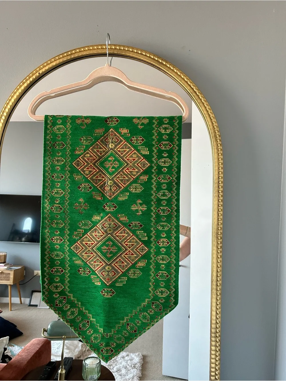 Green Geometric Woven Wall Hanging - Decorative Home Accent